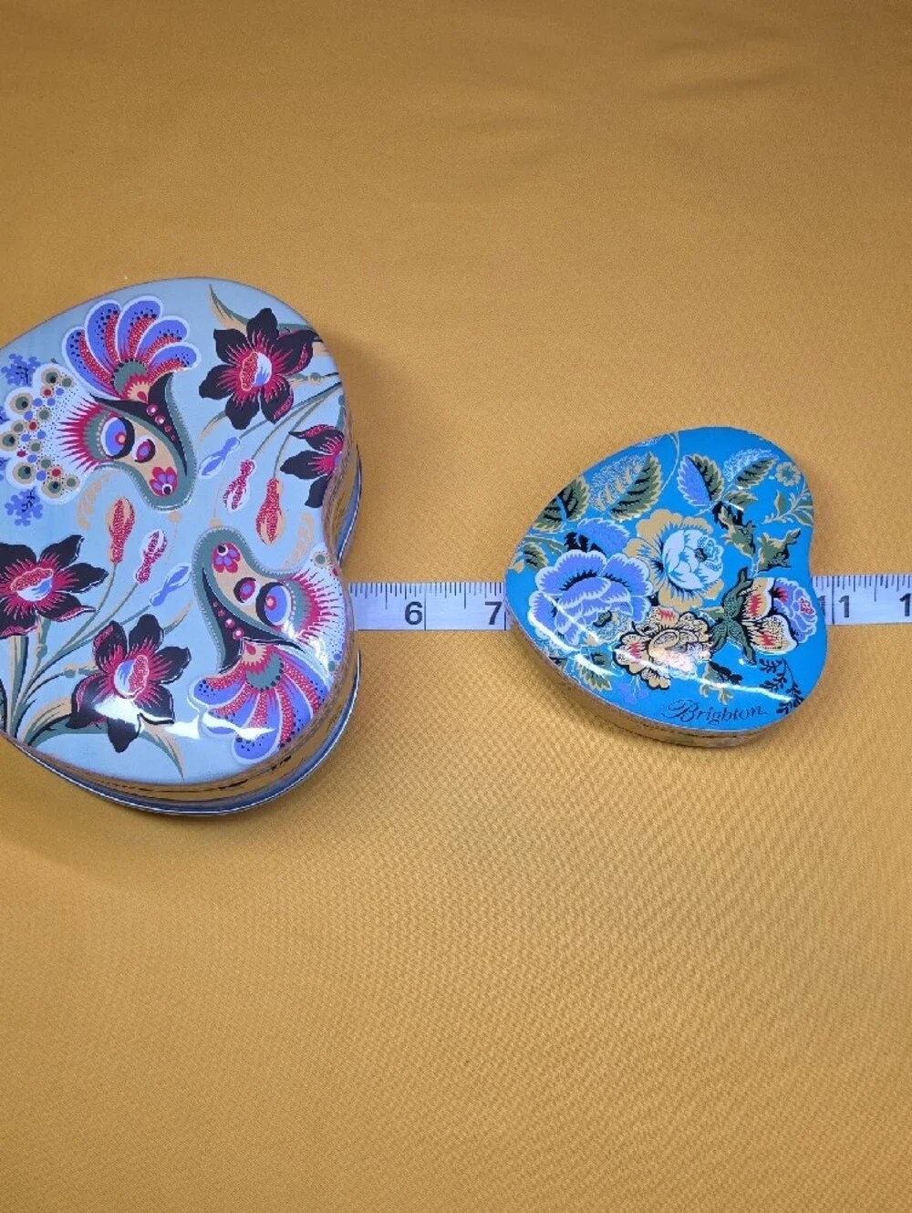 Lot of 3 Vintage Brighton Heart Shaped Trinket Tins - Fun And Useful! ❤️💕